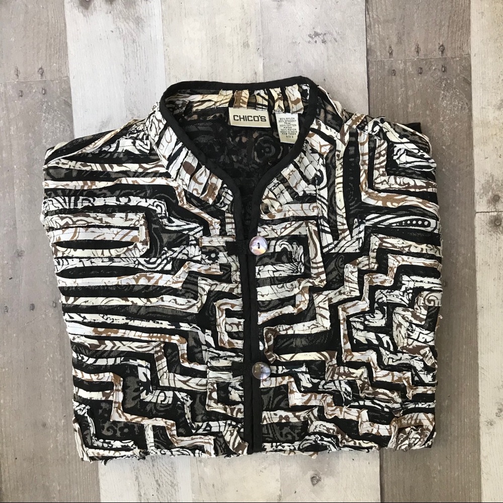 Chicos Ribbon & Mesh Lightweight Jacket Sz XL